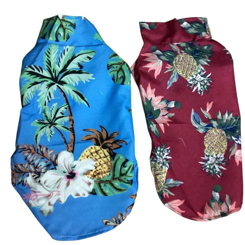 Tropical Paradise Cat Shirt Set - Blue and Red